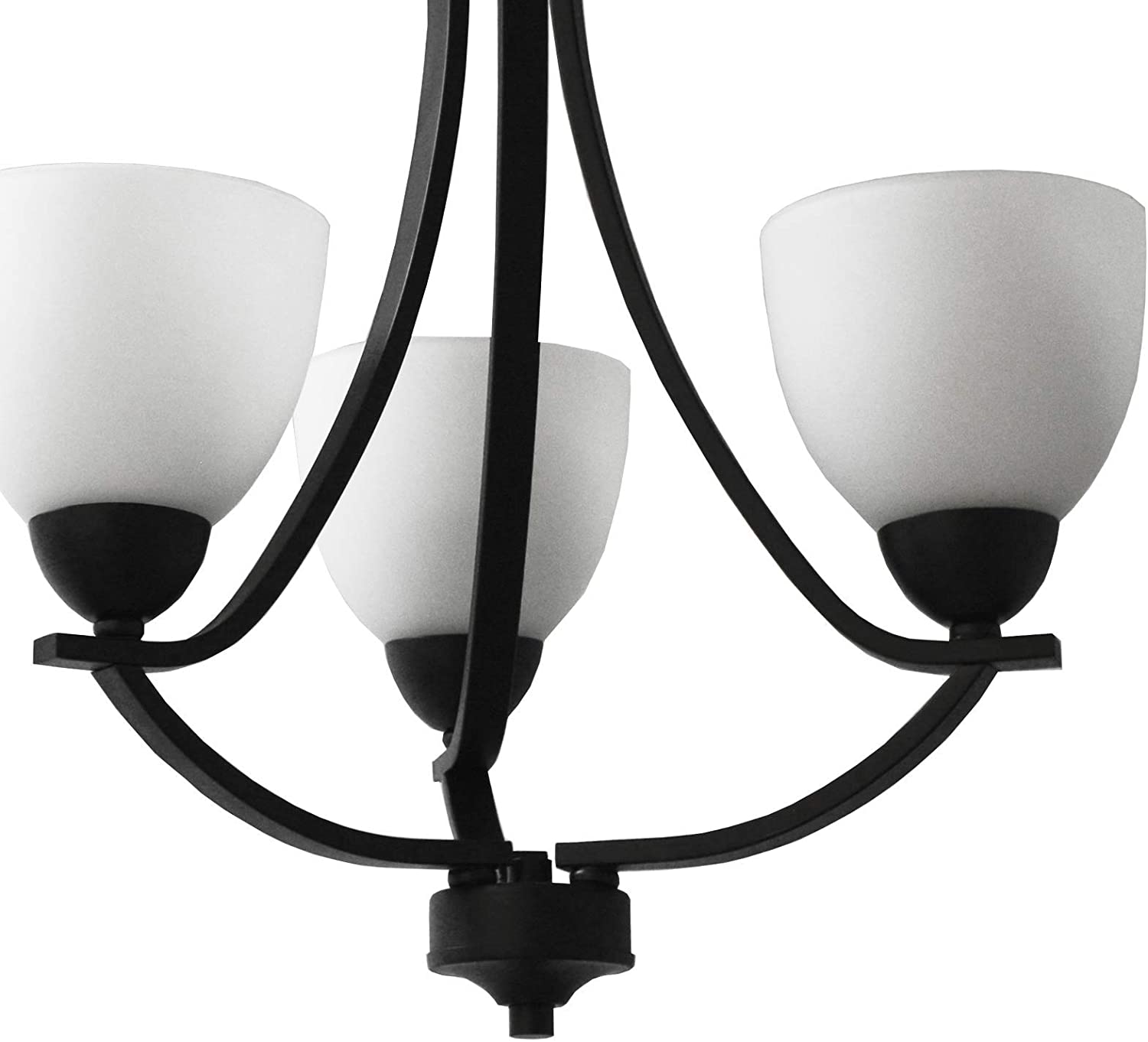 3 light black and white glass chandelier