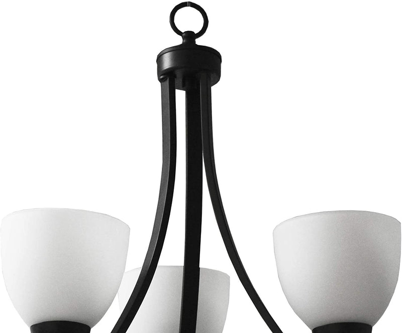 3 light black and white glass chandelier