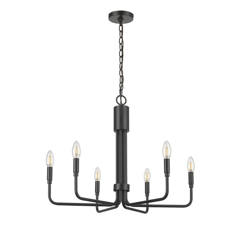 Modern black candle chandelier 6 light