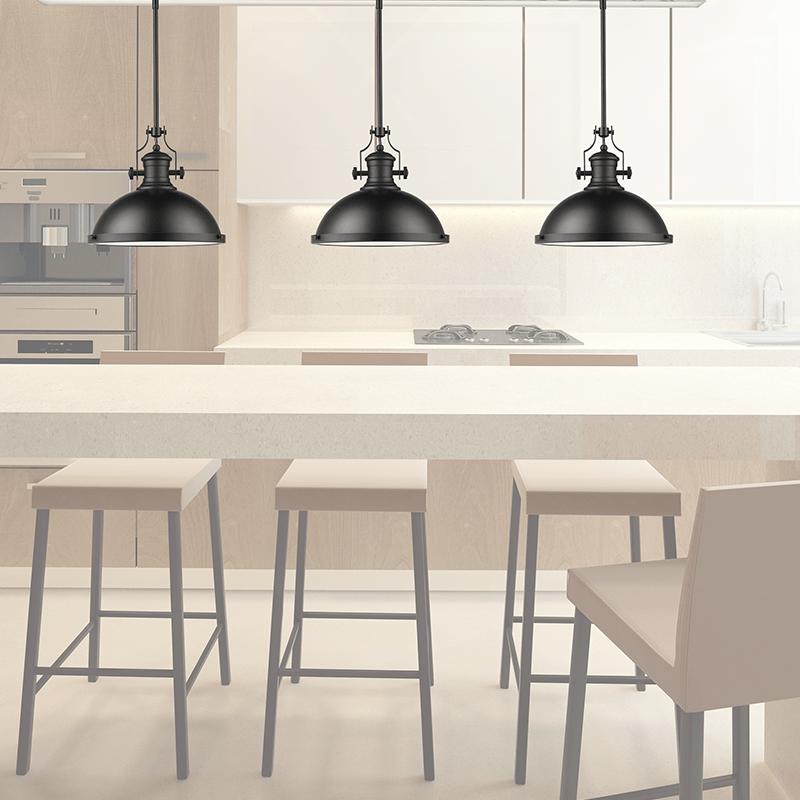 1 light Modern black pendant light kitchen island