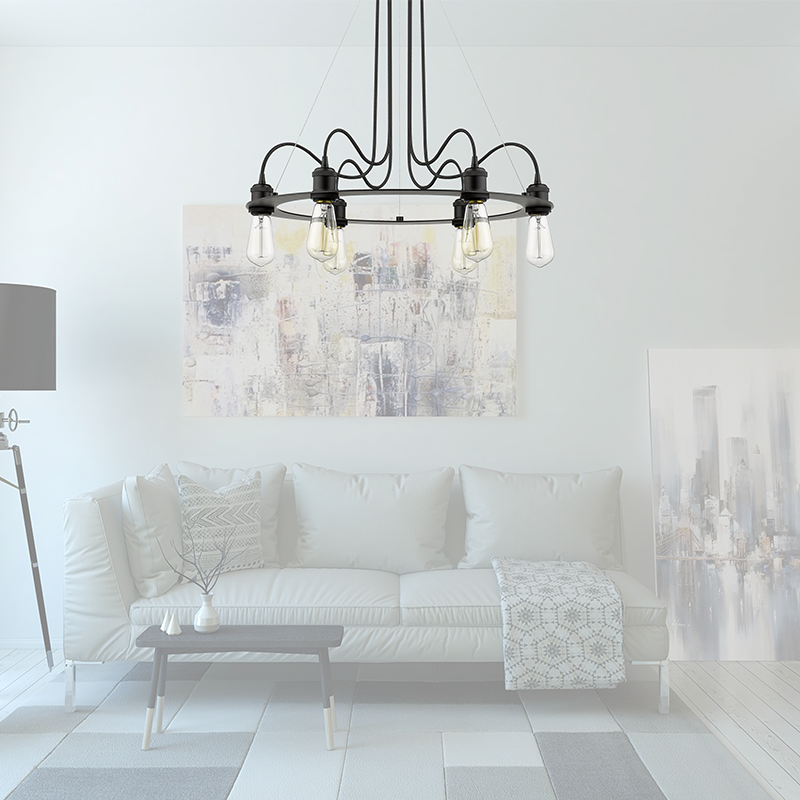 6 light black adjustable chandelier modern  living room