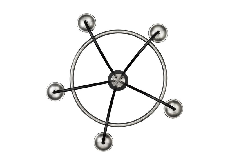 Mid century black and nickel chandelier 5 light