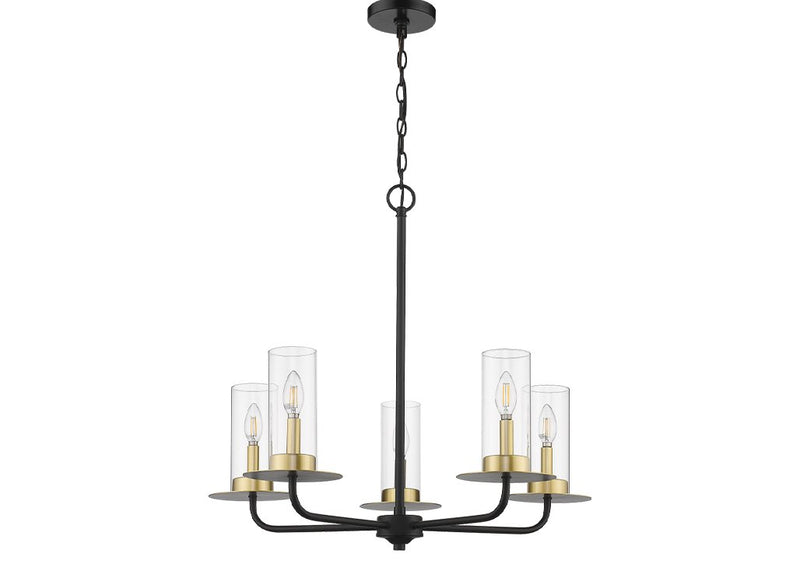 Modern black and gold chandelier 5 light