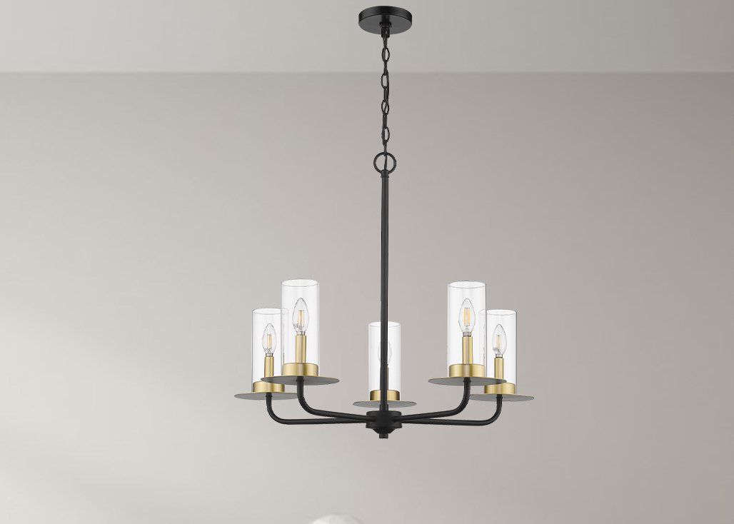 Modern black and gold chandelier 5 light hanging