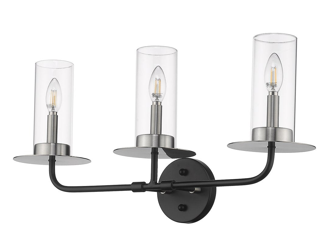 Black nickel wall sconce bathroom 3 light