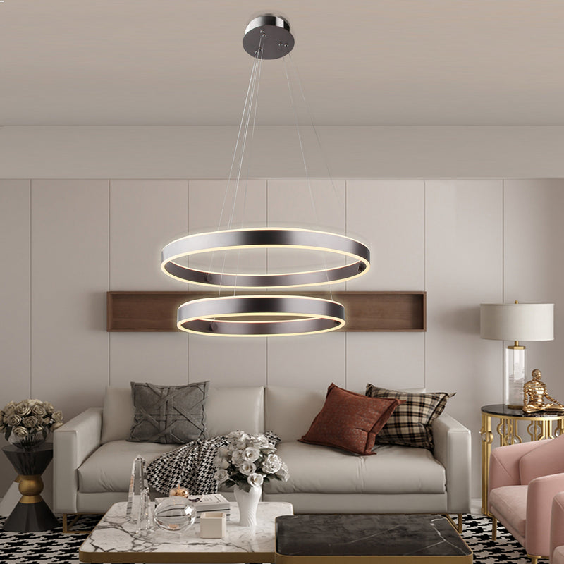 Modern led ring pendant light brown living room