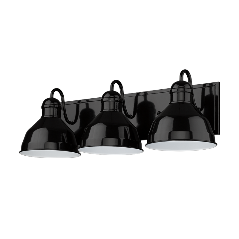 Glossy black bathroom vanity light barn light