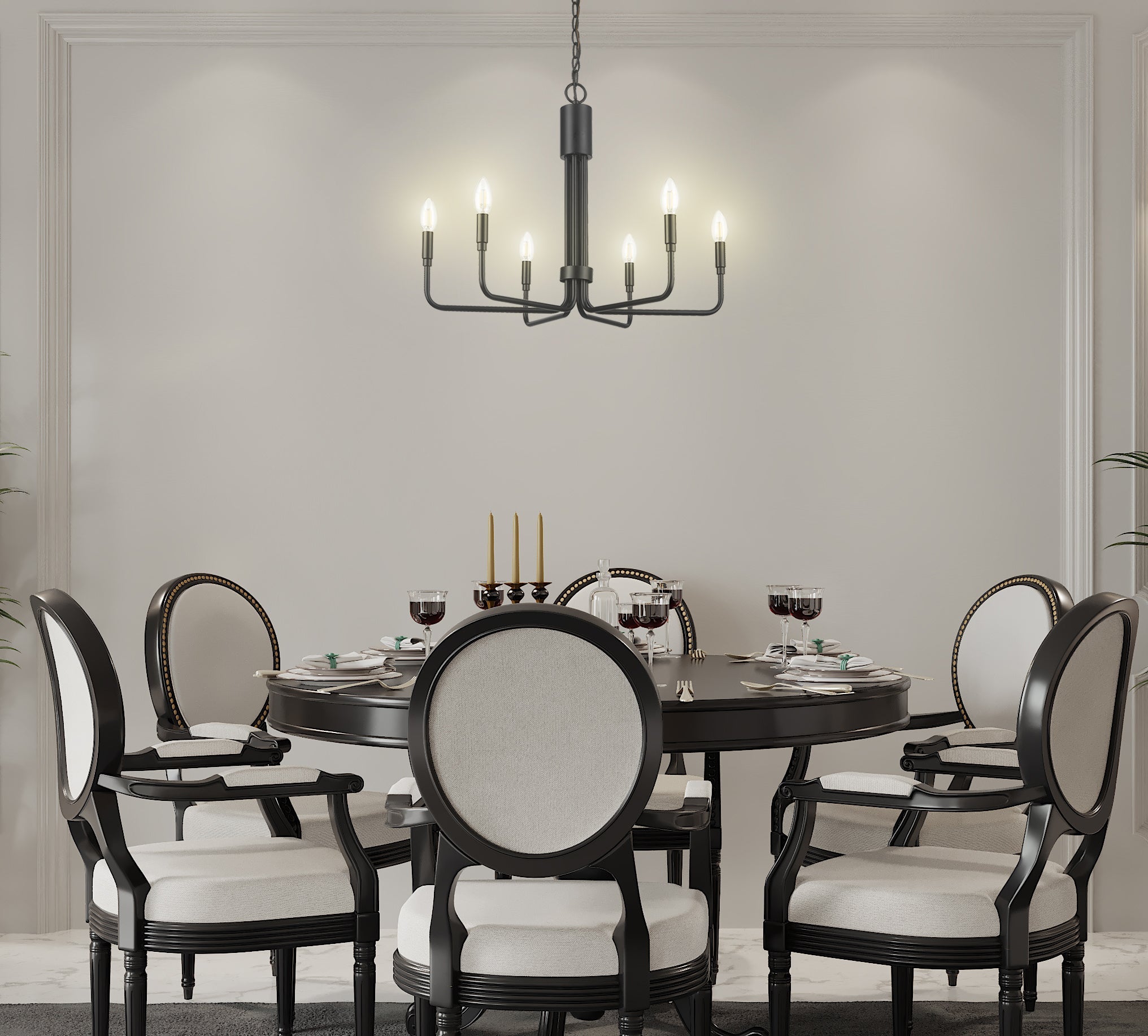 Vivio Alph 6-Light Flat Bottom Chandelier - MB(E12)