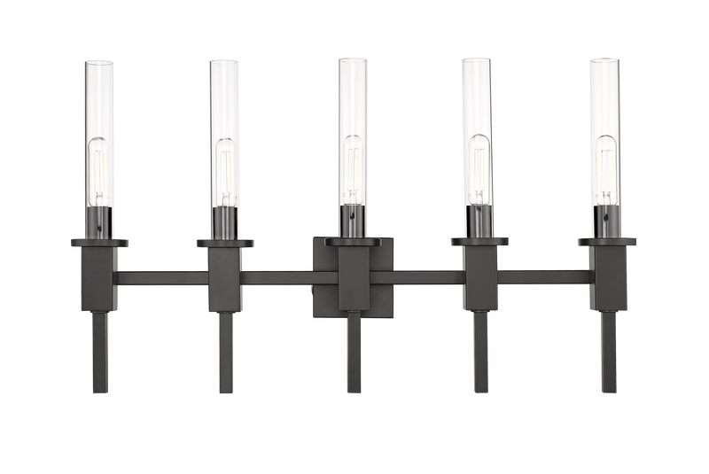 5 light modern glass tube vanity light black