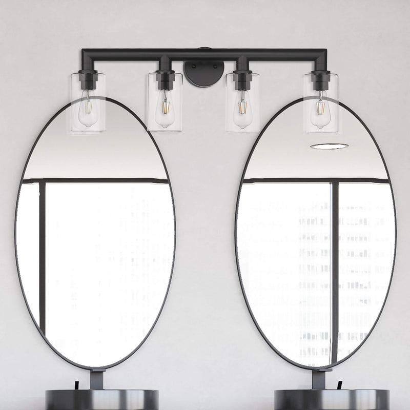 4 light bathroom vanity light fixture over mirror black clear glass