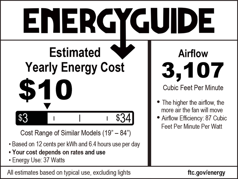 52 inch ceiling fan without light 5 blade - Energy guide