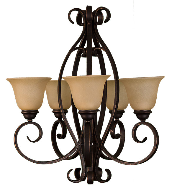 5 light rubbed bronze contemporary chandelier
