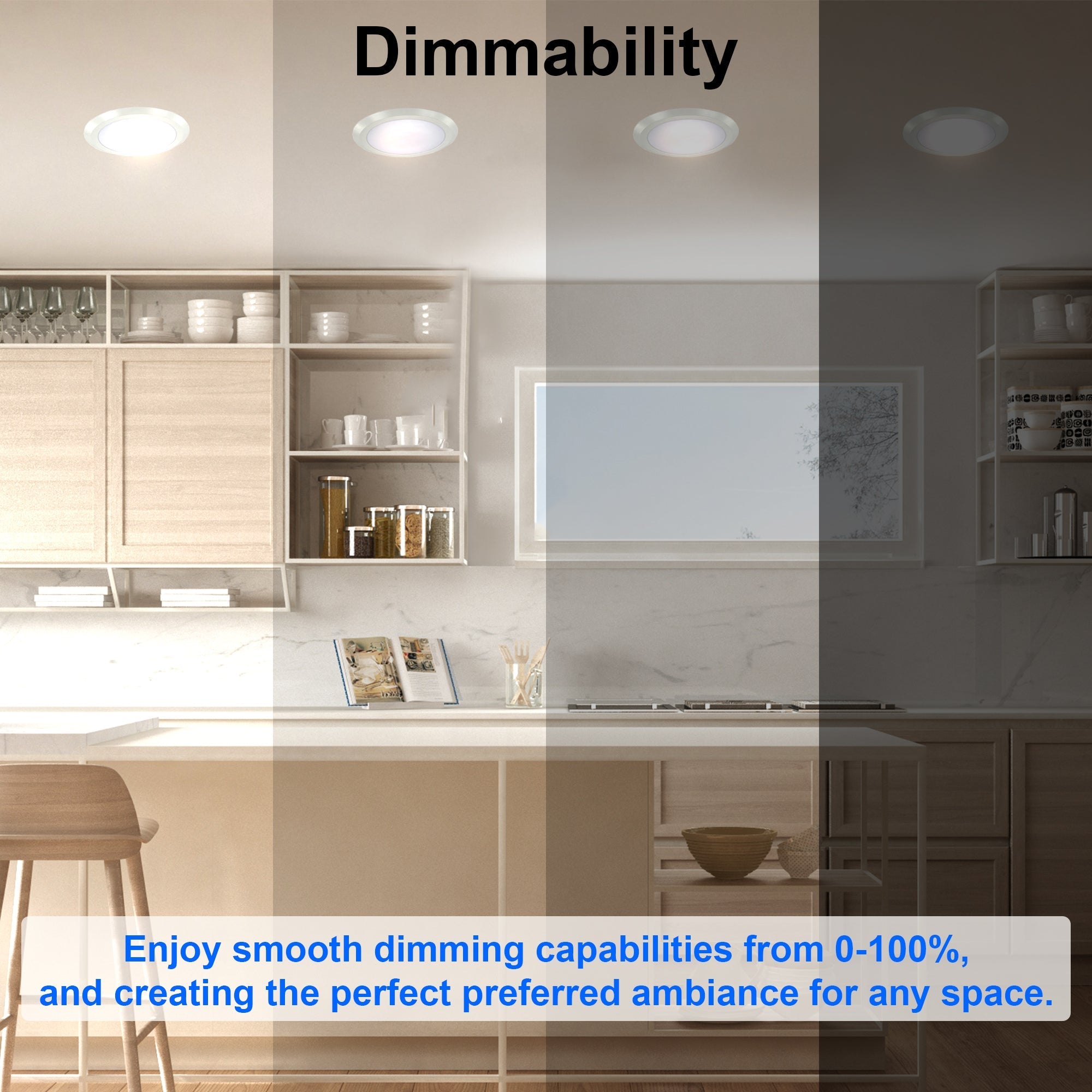 dimmable disk lights for kitchen