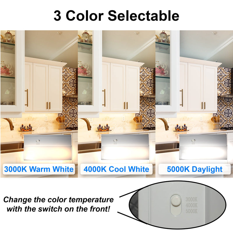 LED Under Cabinet Lighting - Selectable Color 3000K/4000K/5000K - 480-1300lm (6",12",18",24",33")