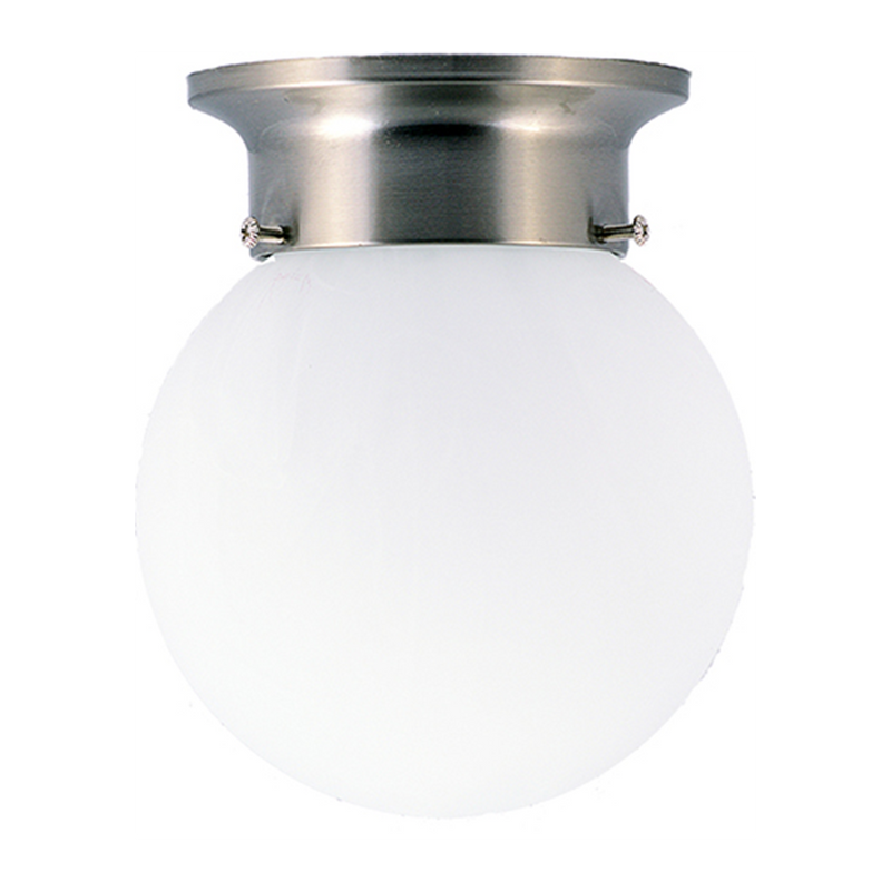 White glass round ball ceiling light brushed nickel