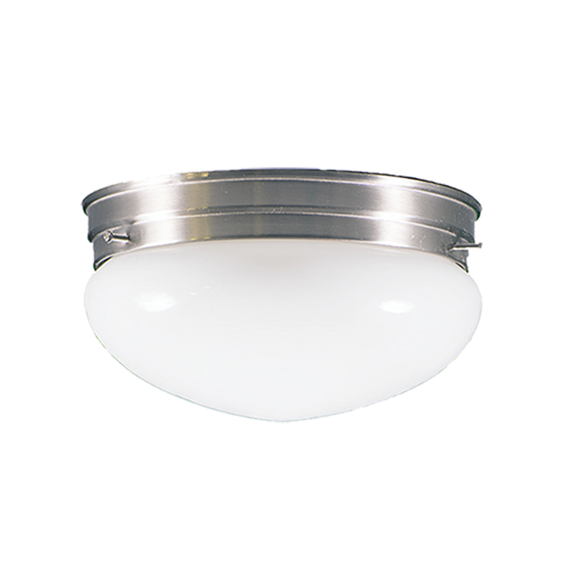 White glass flush mount ceiling light brushed nickel