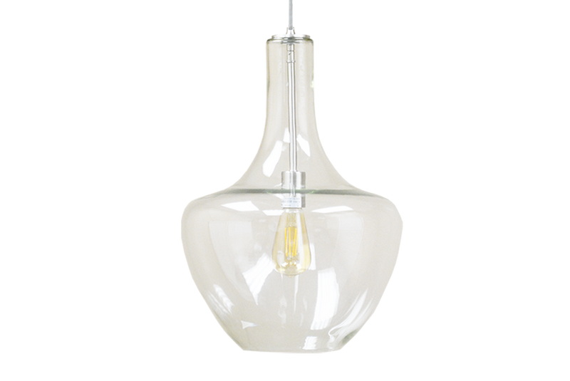 14" Clear Glass Nickel Beehive Pendant Light with Silver Braided Cord