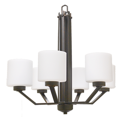 6 light white glass chandelier rubbed bronze