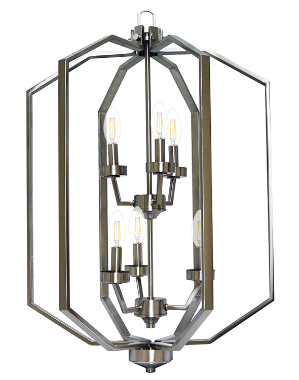 6 light 31 inch entry light brushed nickel