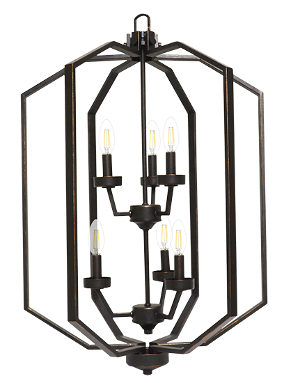 6 light 31 inch entry light rubbed bronze