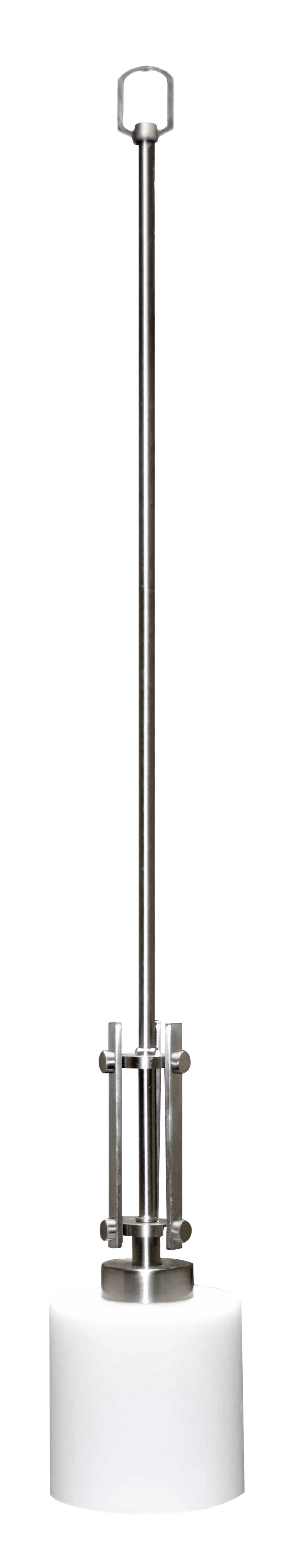 1-Light Brushed Nickel Pendant with White Glass