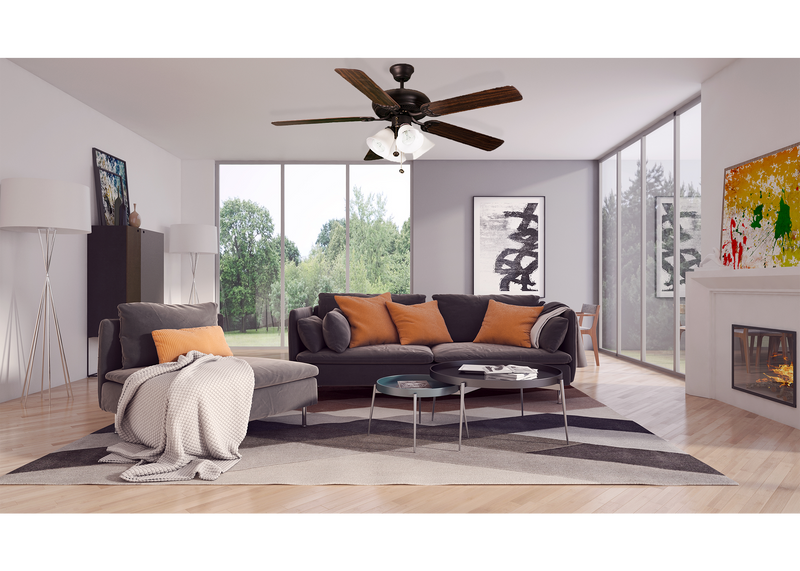 52 inch ceiling fan rubbed bronze 5 blade with 4 light living room