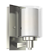 Wall Sconce/Vanity - Brushed Nickel Finish With Clear & White Glass