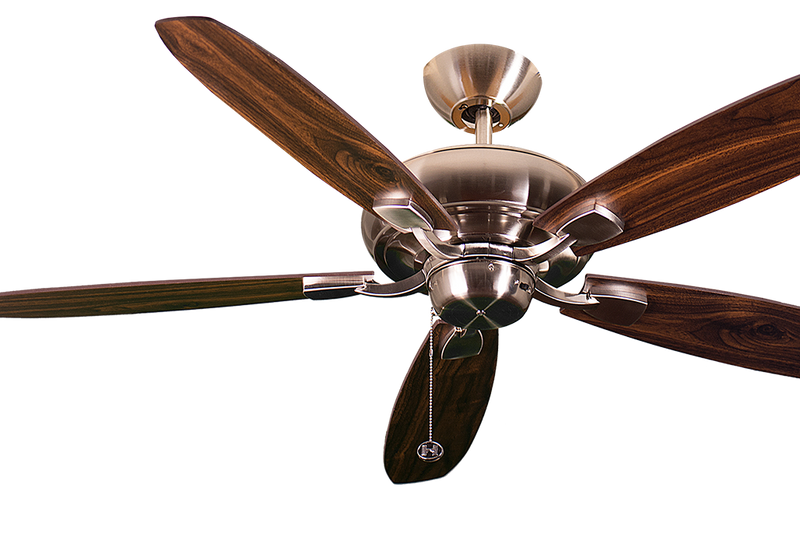 52" 5-Blade Farmhouse Nickel Ceiling Fan with Charred Pecan/Walnut Blades