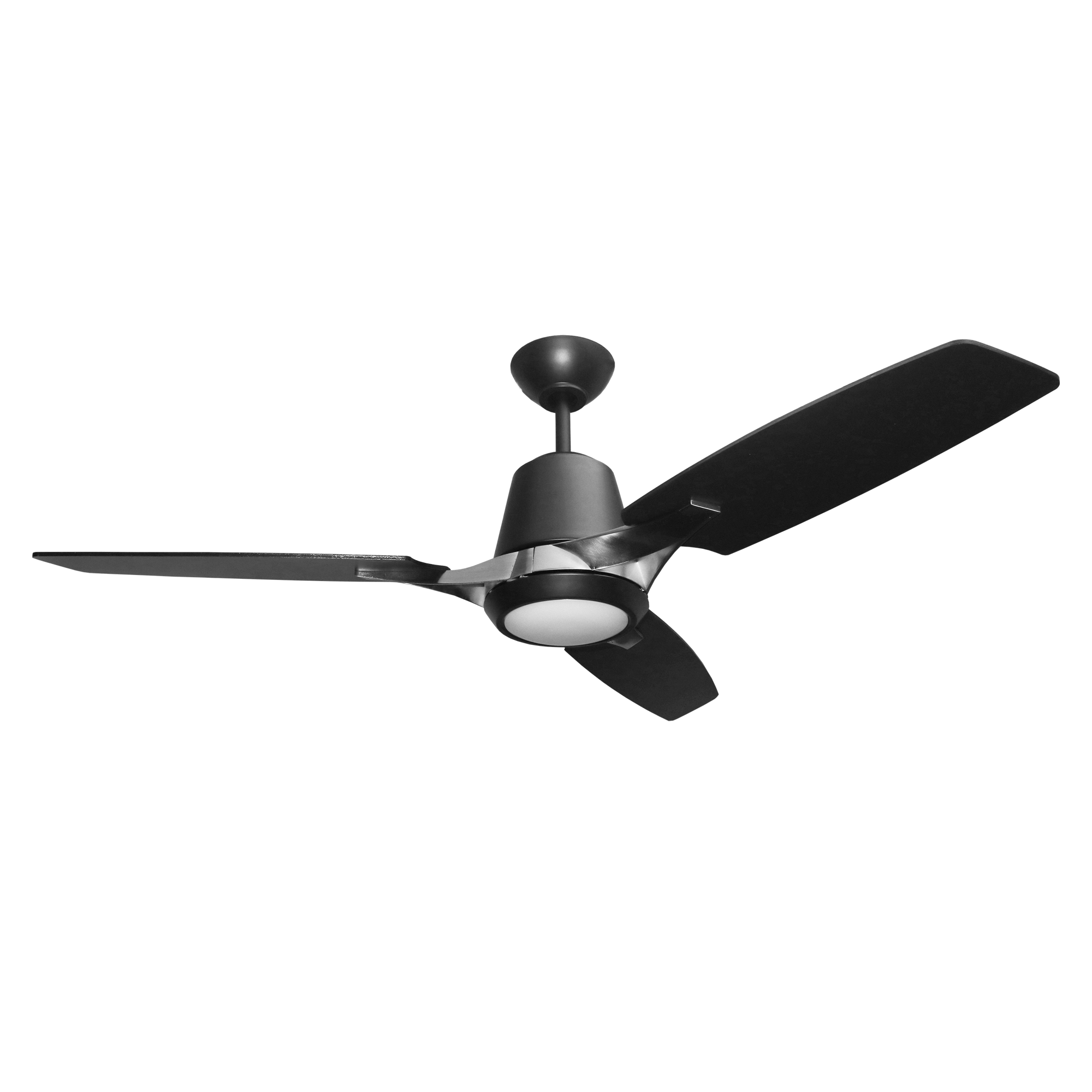 52" Brushed Nickel Ceiling Fan with Light - Matte Black Blades