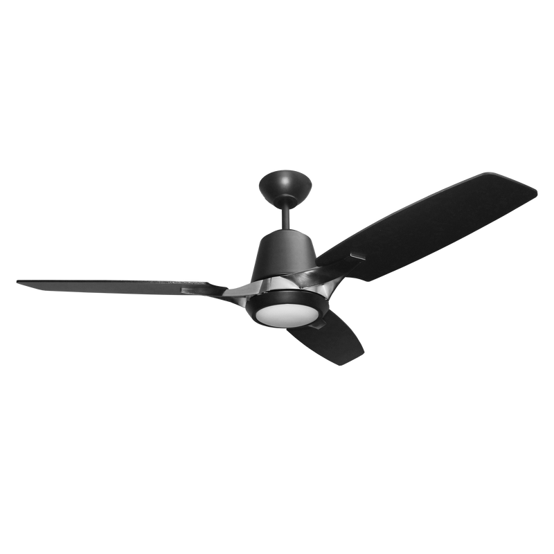 52" Brushed Nickel Ceiling Fan with Light - Matte Black Blades