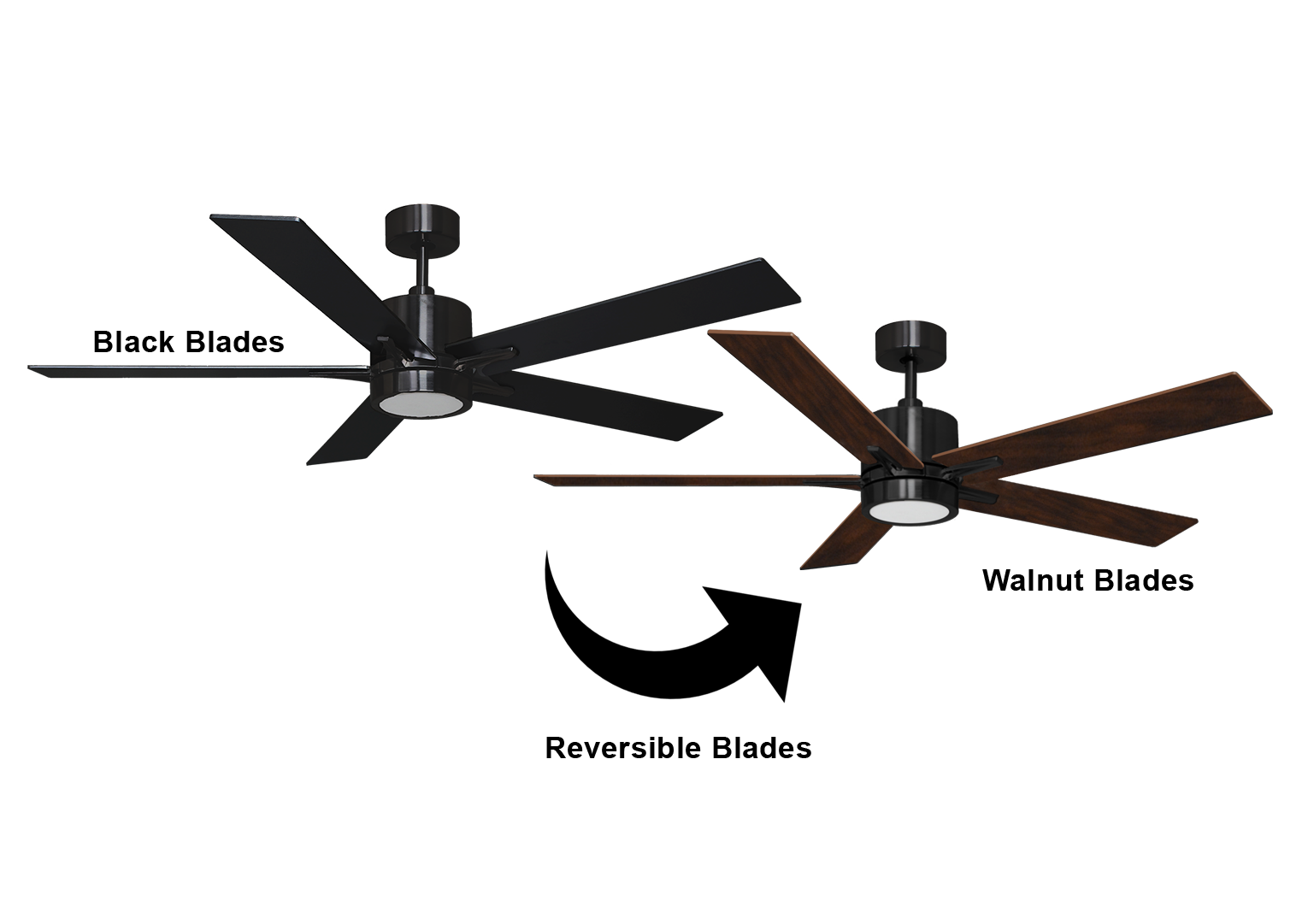 52 inch modern black ceiling fan with lights