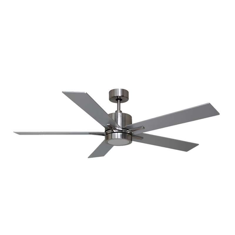 5 blade 52" Nickel Ceiling Fan With Lights and Wall Control