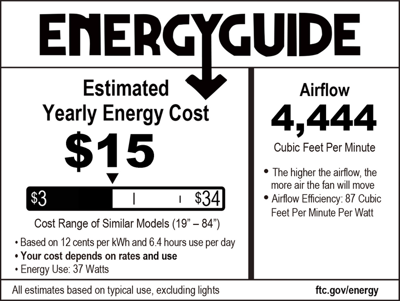 5-Blade 56" Black Ceiling Fan without Lights energy guide