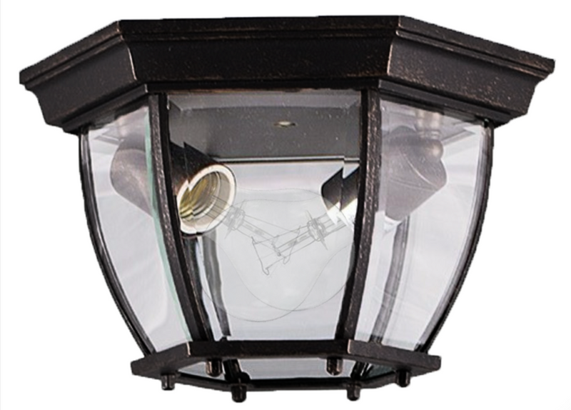 Matte black glass outdoor flush mount ceiling light