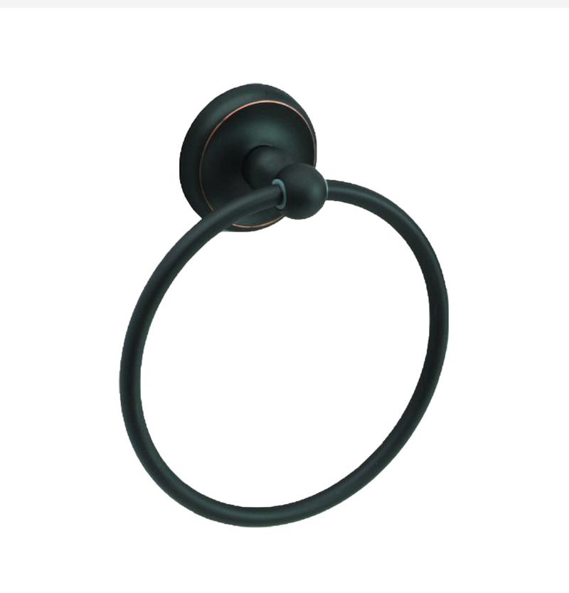 Modern rubbed bronze towel ring