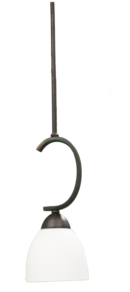 1 light mini pendant light bronze and white glass