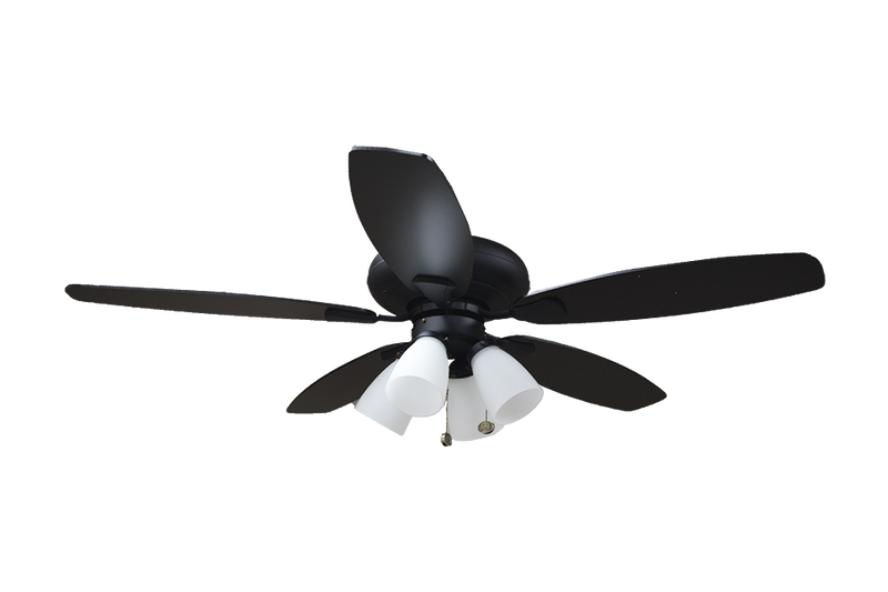 52" 5-Blade Black Ceiling Fan With 4-Light Kit and Black/Walnut Blades