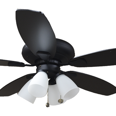 52" 5-Blade Black Ceiling Fan With 4-Light Kit and Black/Walnut Blades