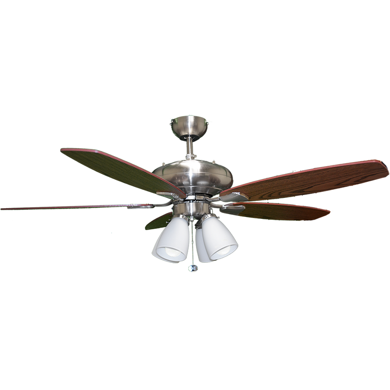 52" Brushed Nickel 5-Blade Ceiling Fan With Silver/Walnut Blades