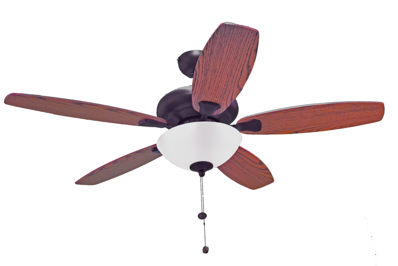 52" 5-Blade Rubbed Bronze Ceiling Fan with Lights and Oak/Walnut Blades