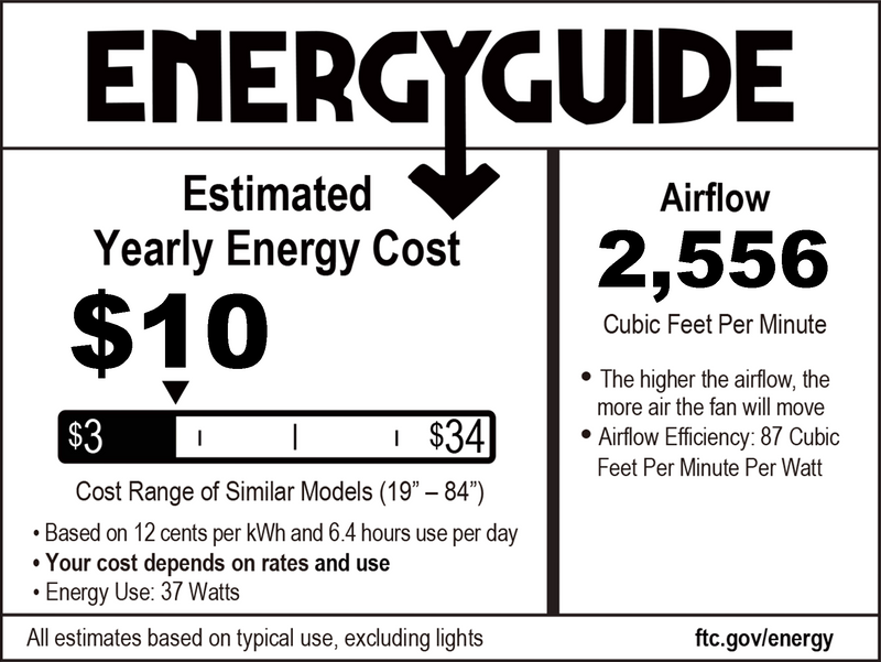 52" 5-Blade Black Ceiling Fan With 4-Light Kit and Black/Walnut Blades energy guide