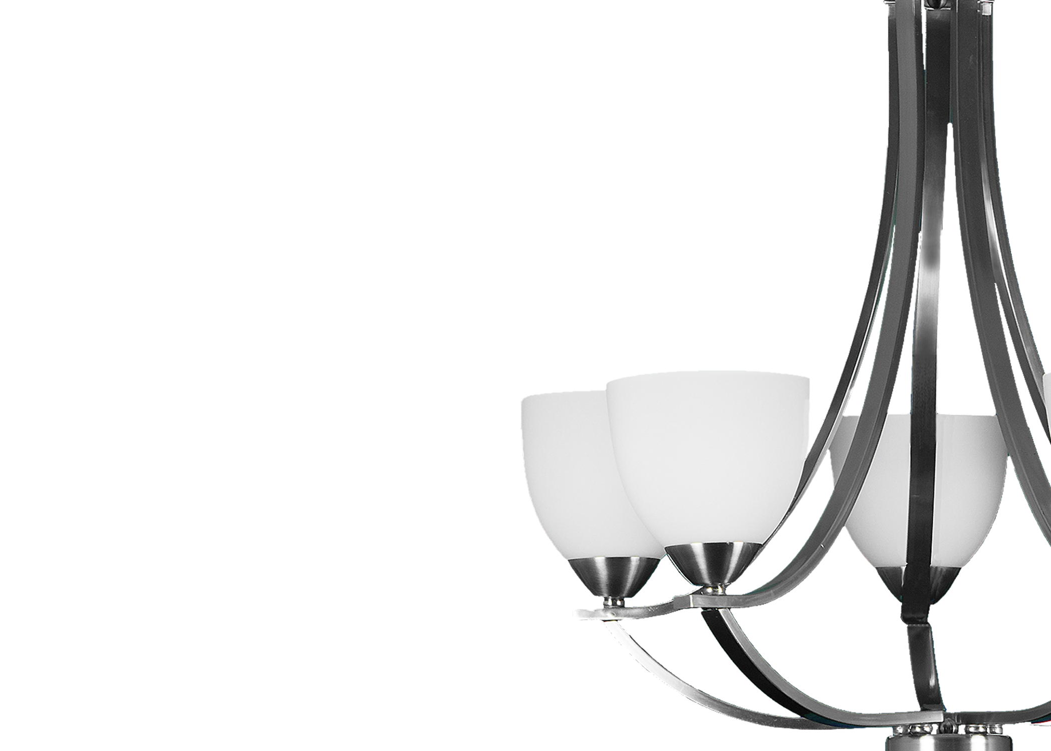 5 light nickel and white glass chandelier