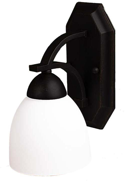 1-Light Wall Sconce - Matte Black Finish With White Glass
