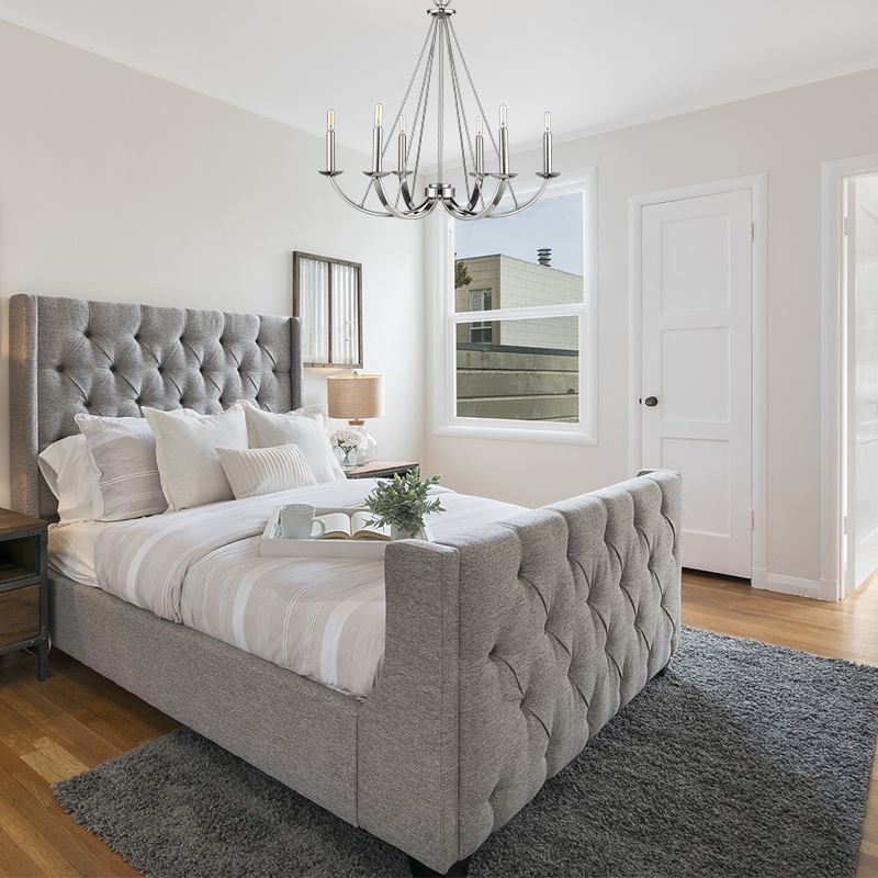 6 light Modern polished nickel chandelier bedroom