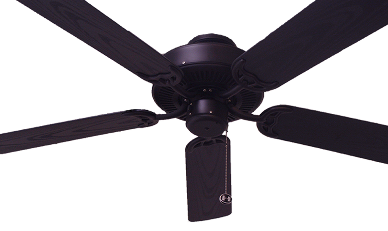 52" Black Outdoor Patio Ceiling Fan w/ ABS Matte Black Blades