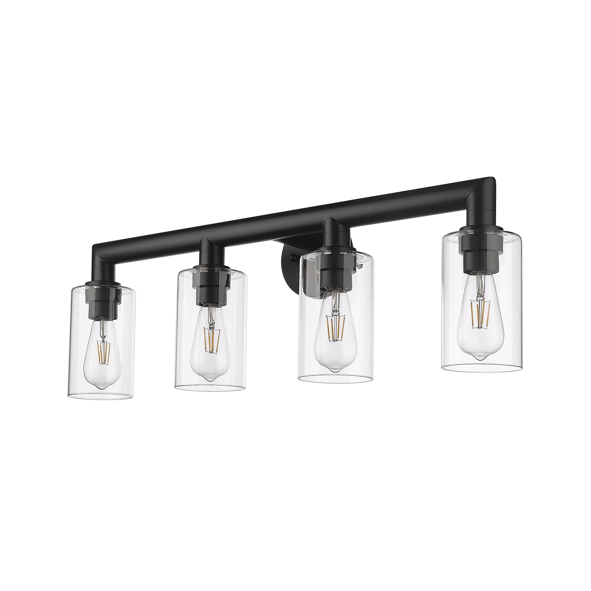 4 light bathroom vanity light fixture over mirror black clear glass