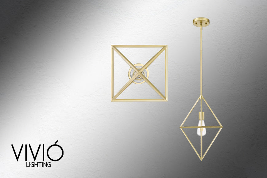 Modern gold geometric pendant light