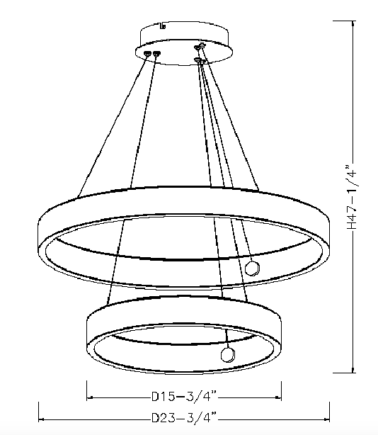 Modern led ring pendant light brown dimension