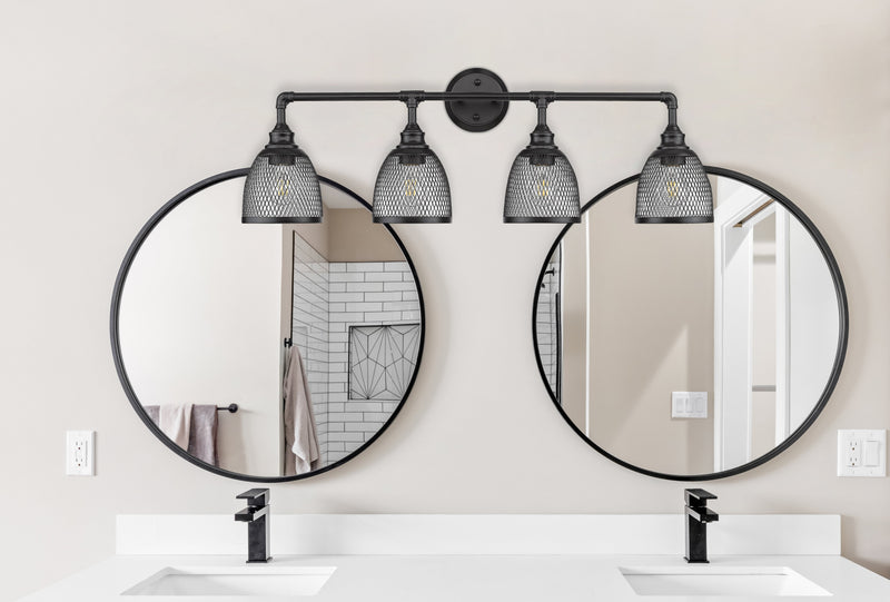 4 light bathroom vanity light fixture over mirror black