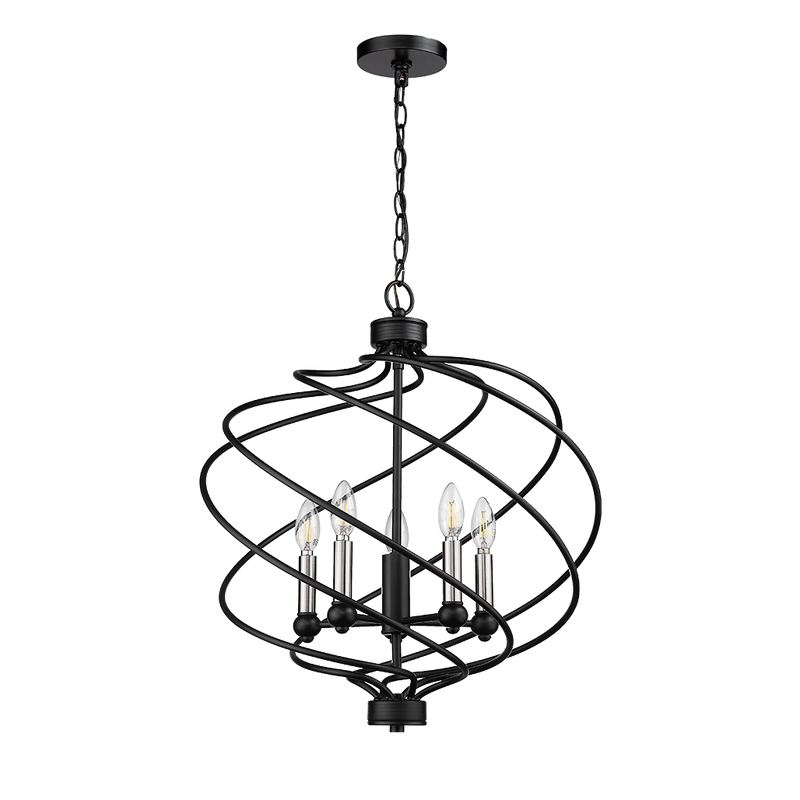 Modern spiral chandelier black 5 light